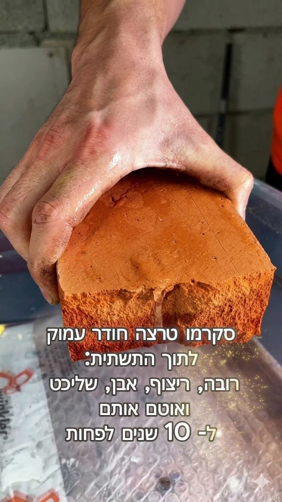 עומק חדירת סקרמו טרצה ללבנת חמר