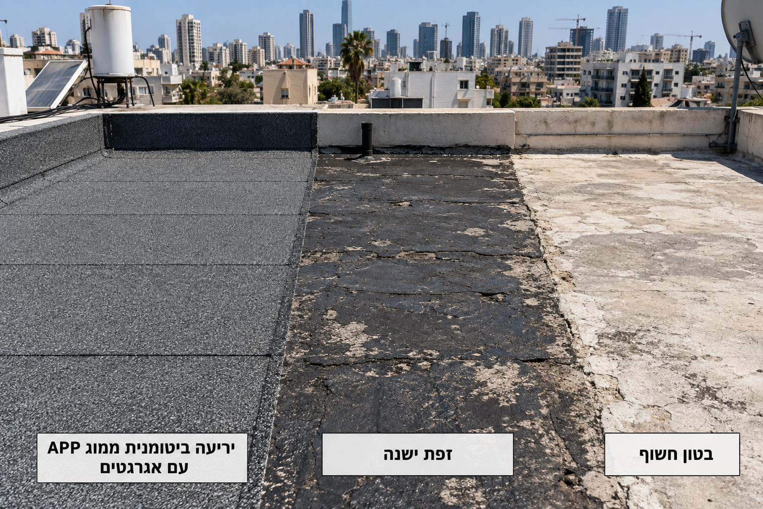 סוגי משטחים לאיטום-ידיעות ביטומניות, זפת ישנה, בטון